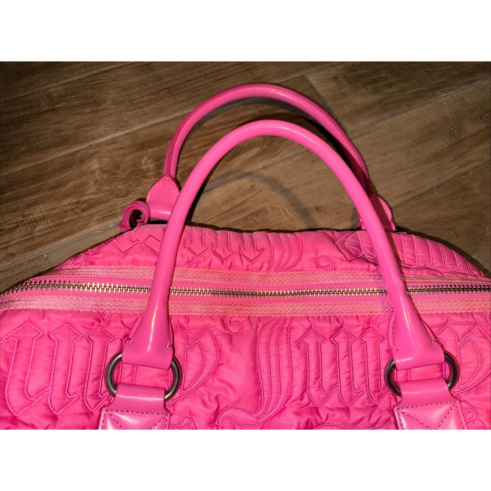 Juicy Couture Pink Duffle Tote Bag Purse Vintage Gothic Logo Daydreamer Y2k - Picture 4 of 10